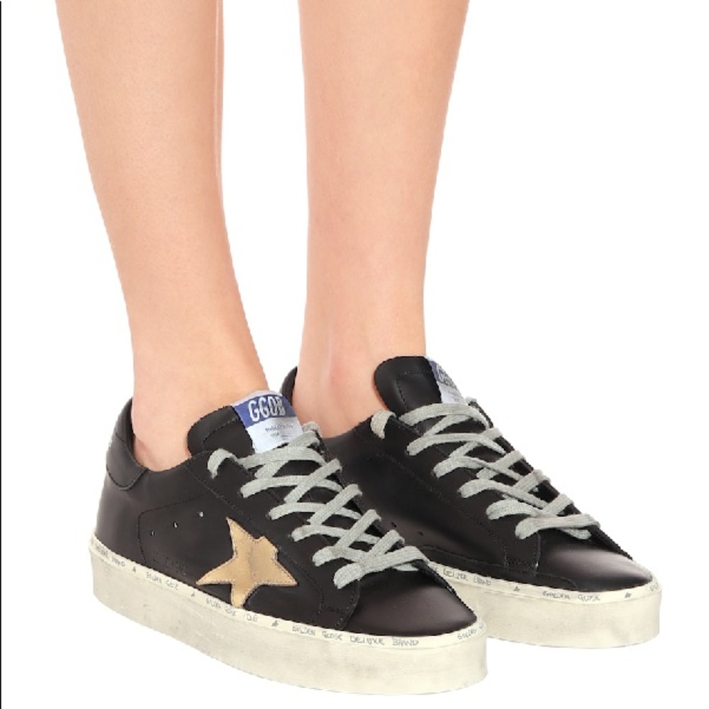 Black Hi Star Platform Sneakers In Black/ Gold